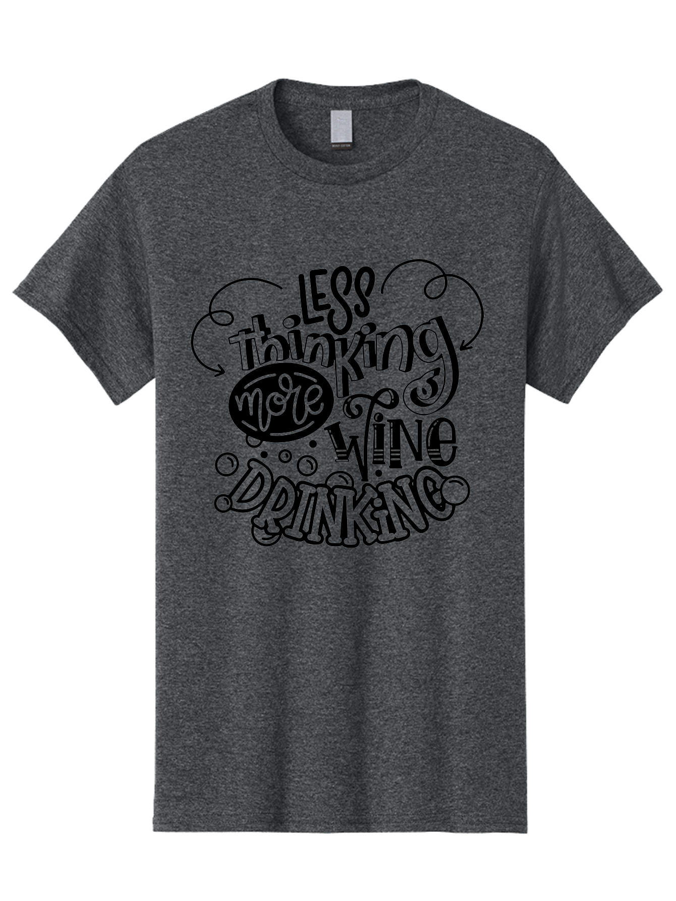 Less-Thinking-More-Wine-Drinking Men'S Graphic Tee, 100% Cotton, Comfortable Casual Summer Wear, Machine Washable, Wine Lover, Drink Wine, Relax, Less Thinking, Wine Quotes, Funny Phrases, Humor, Wine Culture, Wine Drinking Aad976