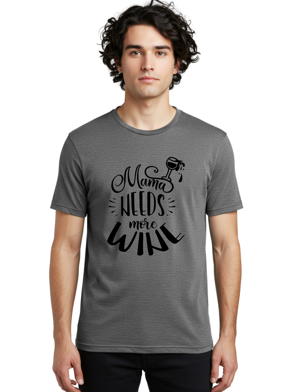 Mama-Needs-More-Wine Men'S Graphic Tee, 100% Cotton, Comfortable Casual Summer Wear, Machine Washable, Mama Needs More Wine, Funny Quote, Wine Humor, Mom Life, Wine Lover, Humorous Saying, Relatable Phrase, Parenting Joke Aad979