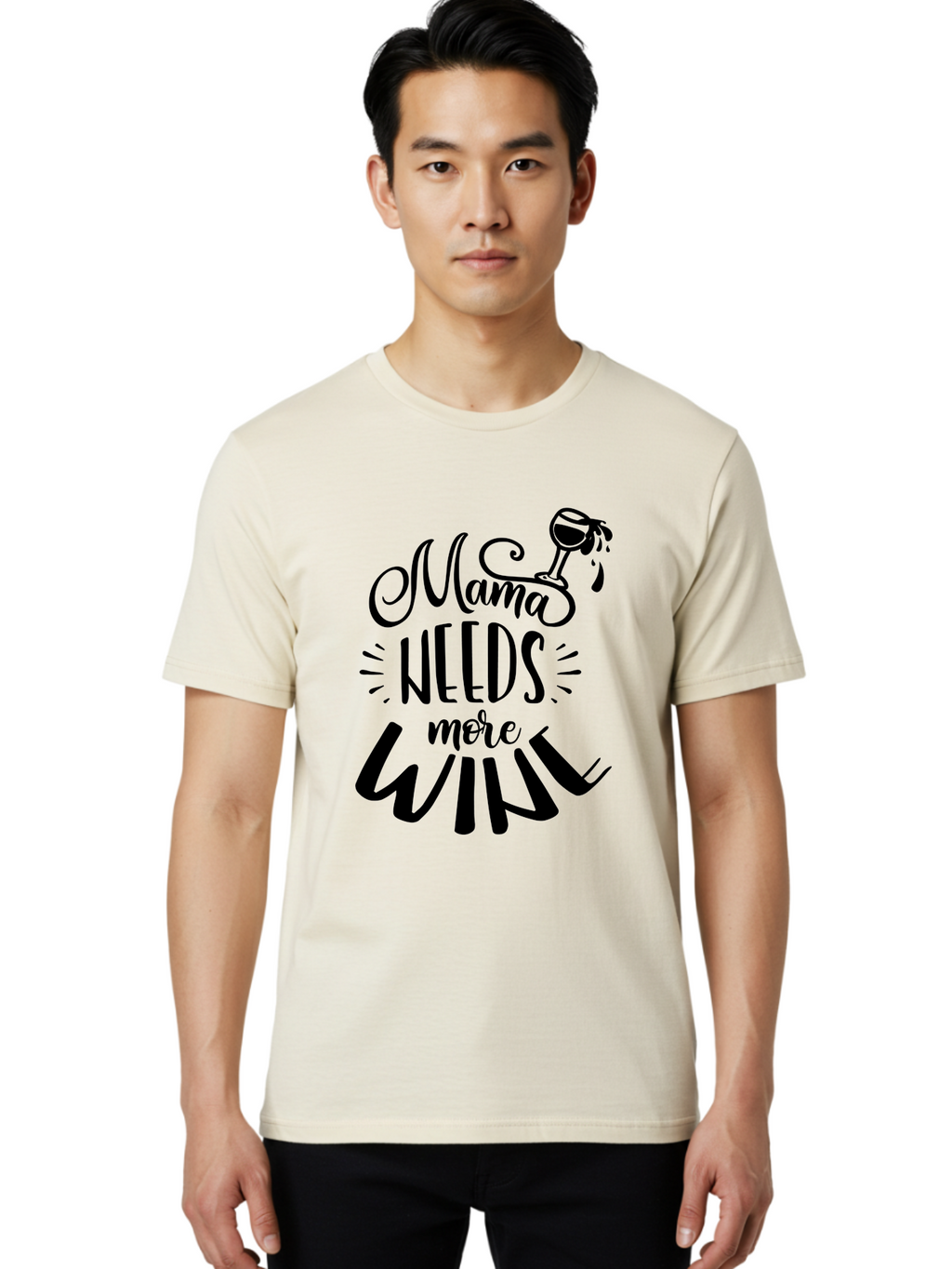 Mama-Needs-More-Wine Men'S Graphic Tee, 100% Cotton, Comfortable Casual Summer Wear, Machine Washable, Mama Needs More Wine, Funny Quote, Wine Humor, Mom Life, Wine Lover, Humorous Saying, Relatable Phrase, Parenting Joke Aad979