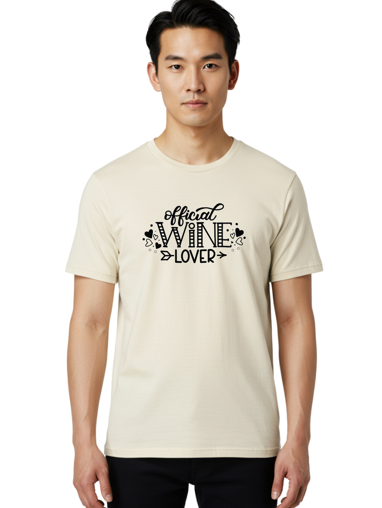 Official-Wine-Lover Men'S Graphic Tee, 100% Cotton, Comfortable Casual Summer Wear, Machine Washable, Wine Lover, Wine Enthusiast, Wine Quote, Wine Design, Typography, Hearts, Arrows, Wine Lover Quote, Lettering, Wine Art Aad980