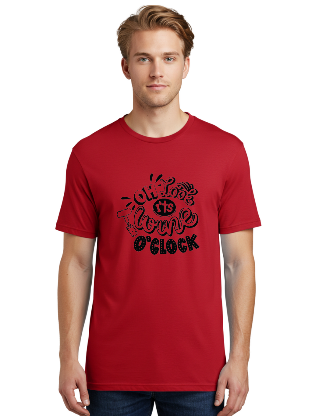 Oh-Look-R-Ts-Loone-O-Clock Men'S Graphic Tee, 100% Cotton, Comfortable Casual Summer Wear, Machine Washable, Humorous Typography, Quirky Clock, Playful Design, Whimsical Art, Connie, Cartoon Style, Black And Green, Funny Quotes Aad981
