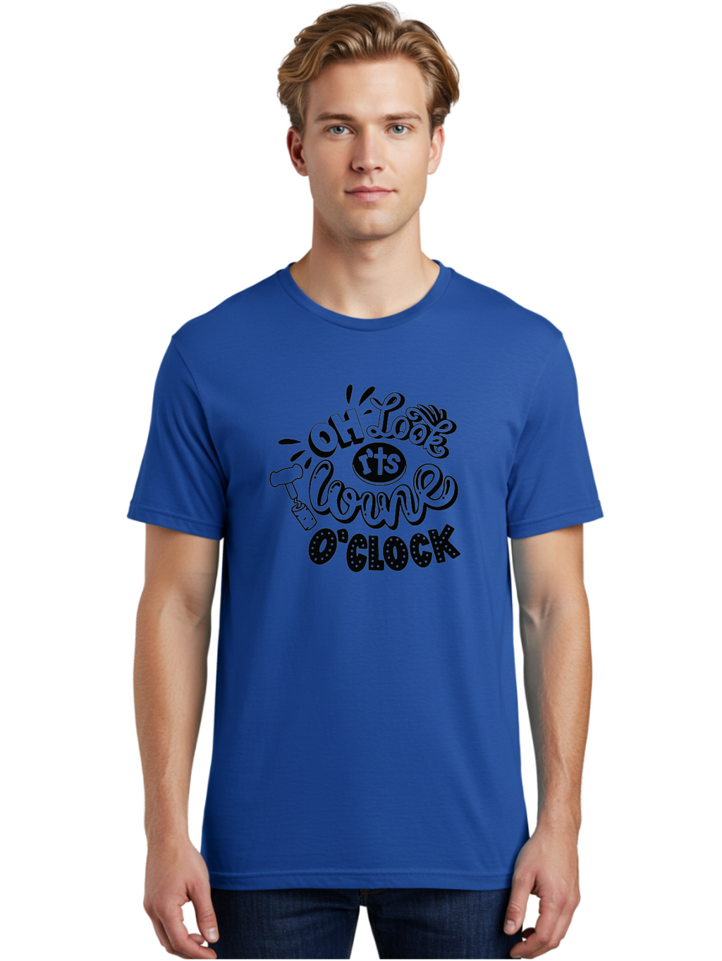 Oh-Look-R-Ts-Loone-O-Clock Men'S Graphic Tee, 100% Cotton, Comfortable Casual Summer Wear, Machine Washable, Humorous Typography, Quirky Clock, Playful Design, Whimsical Art, Connie, Cartoon Style, Black And Green, Funny Quotes Aad981