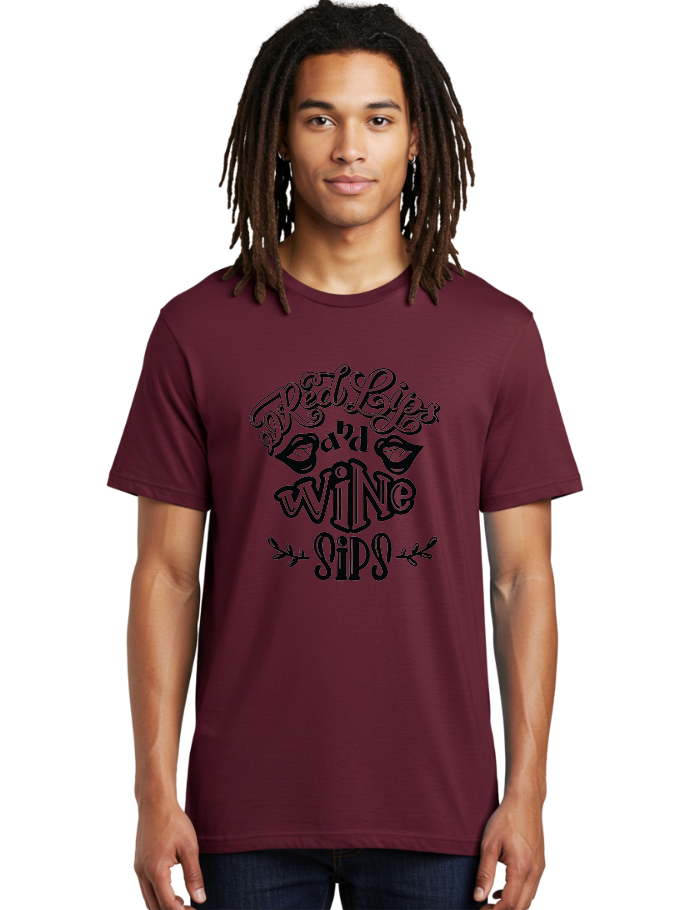 Red-Lips-Bad-Wine-Sips Men'S Graphic Tee, 100% Cotton, Comfortable Casual Summer Wear, Machine Washable, Red Lips, Wine Sips, Red Wine, Lipstick, Wine Lover, Drinking Quotes, Funny Sayings, Quote Art, Sassy Phrases, Wine Culture Aad983