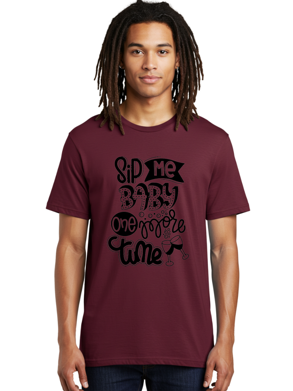 Sip-Me-Baby-One-More-Time Men'S Graphic Tee, 100% Cotton, Comfortable Casual Summer Wear, Machine Washable, Funny Quote, Sassy Phrase, Wine Glass, Champagne Toast, Party Time, Celebration, Sip Me Baby One More Time, Humor, Celebration Quote Aad984