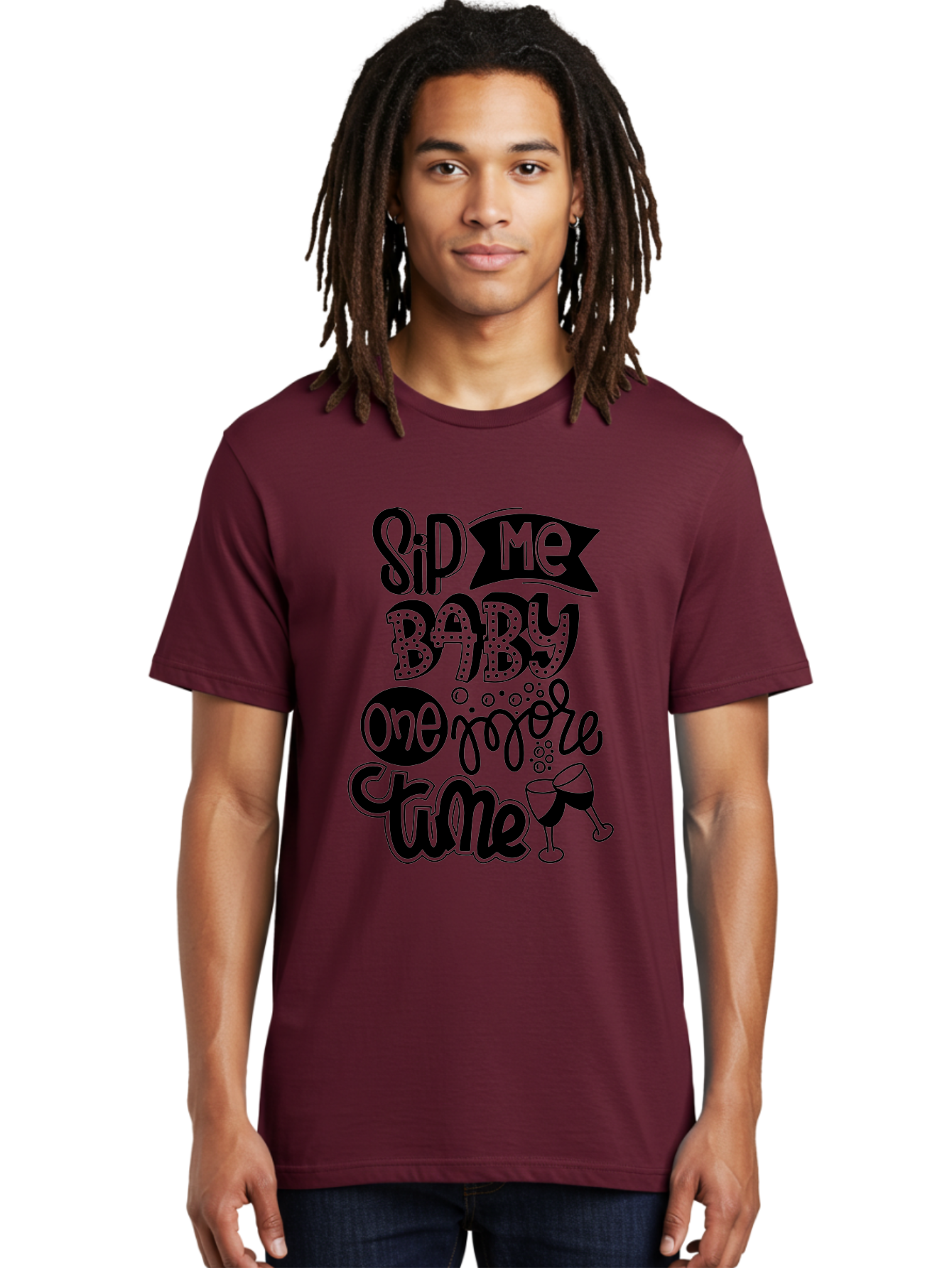 Sip-Me-Baby-One-More-Time Men'S Graphic Tee, 100% Cotton, Comfortable Casual Summer Wear, Machine Washable, Funny Quote, Sassy Phrase, Wine Glass, Champagne Toast, Party Time, Celebration, Sip Me Baby One More Time, Humor, Celebration Quote Aad984