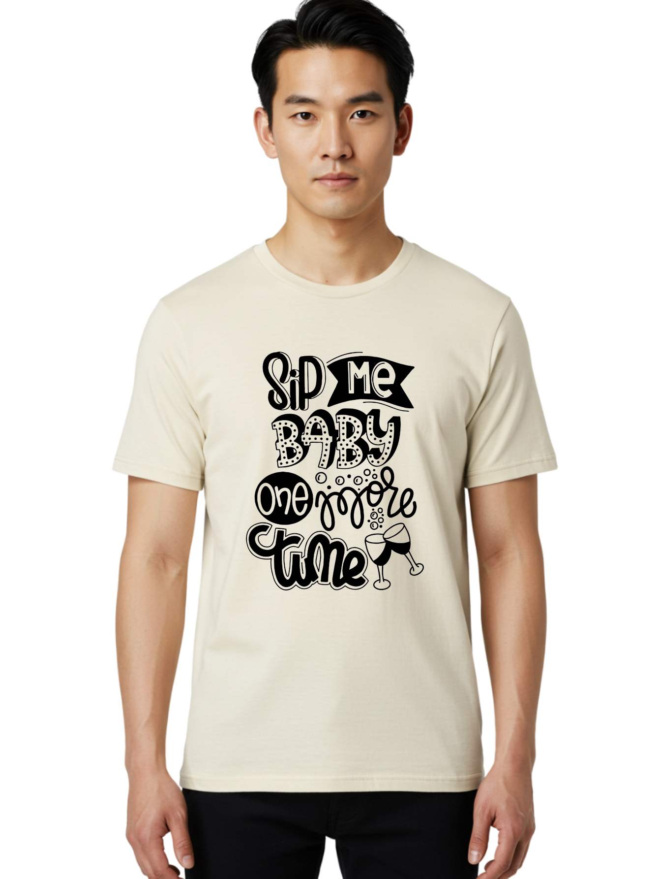 Sip-Me-Baby-One-More-Time Men'S Graphic Tee, 100% Cotton, Comfortable Casual Summer Wear, Machine Washable, Funny Quote, Sassy Phrase, Wine Glass, Champagne Toast, Party Time, Celebration, Sip Me Baby One More Time, Humor, Celebration Quote Aad984