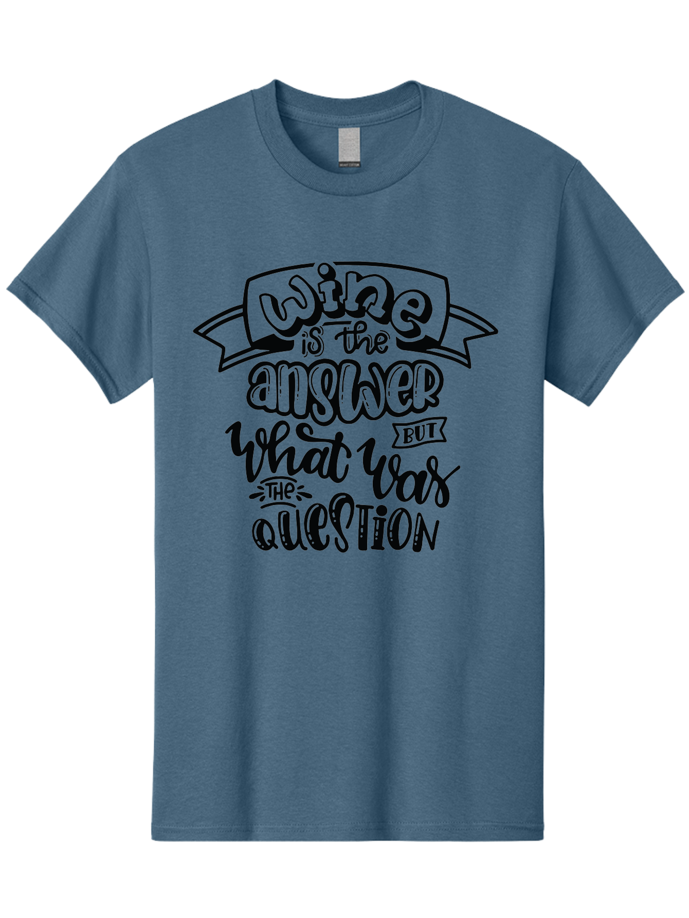 Wine-Is-The-Answer Men'S Graphic Tee, 100% Cotton, Comfortable Casual Summer Wear, Machine Washable, Wine Quotes, Funny Sayings, Hand Lettering, Typography, Humor, Wine Lovers, Witty Phrases, Comedic Relief, Drinking Quotes Aad988