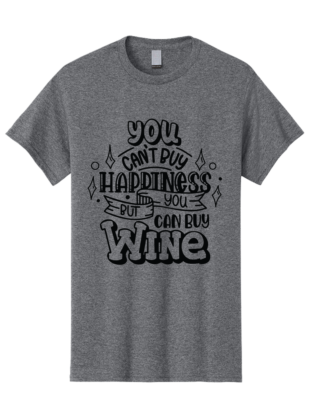 You-Can-T-Buy-Happiness-But-You-Can-Buy-Wine Men'S Graphic Tee, 100% Cotton, Comfortable Casual Summer Wear, Machine Washable, Funny Quote, Wine Lovers, Happiness And Wine, Inspirational Saying, Motivational Phrase, Wine Quote, Humor And Wine, Aad990