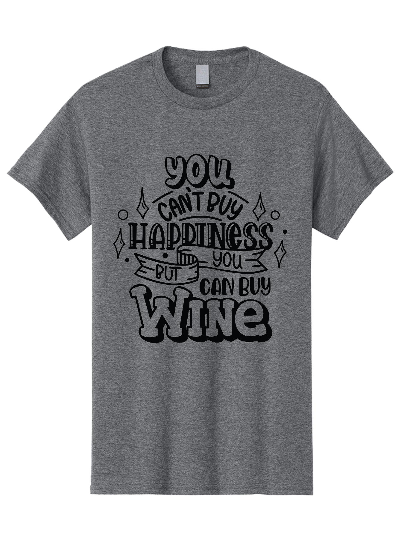 You-Can-T-Buy-Happiness-But-You-Can-Buy-Wine Men'S Graphic Tee, 100% Cotton, Comfortable Casual Summer Wear, Machine Washable, Funny Quote, Wine Lovers, Happiness And Wine, Inspirational Saying, Motivational Phrase, Wine Quote, Humor And Wine, Aad990
