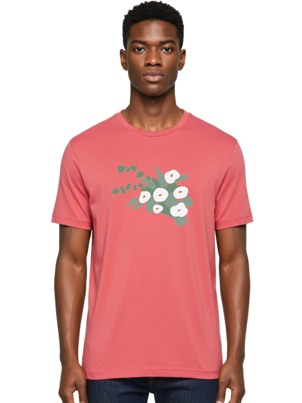 After-Glow Men'S Graphic Tee, 100% Cotton, Comfortable Casual Summer Wear, Machine Washable, Lotus Flowers, White Blooms, Gray Leaves, Spiritual Symbols, Serene Atmosphere, Peaceful Ambiance, Afterlife, Lotus Flower, Gray Graphics Aad992