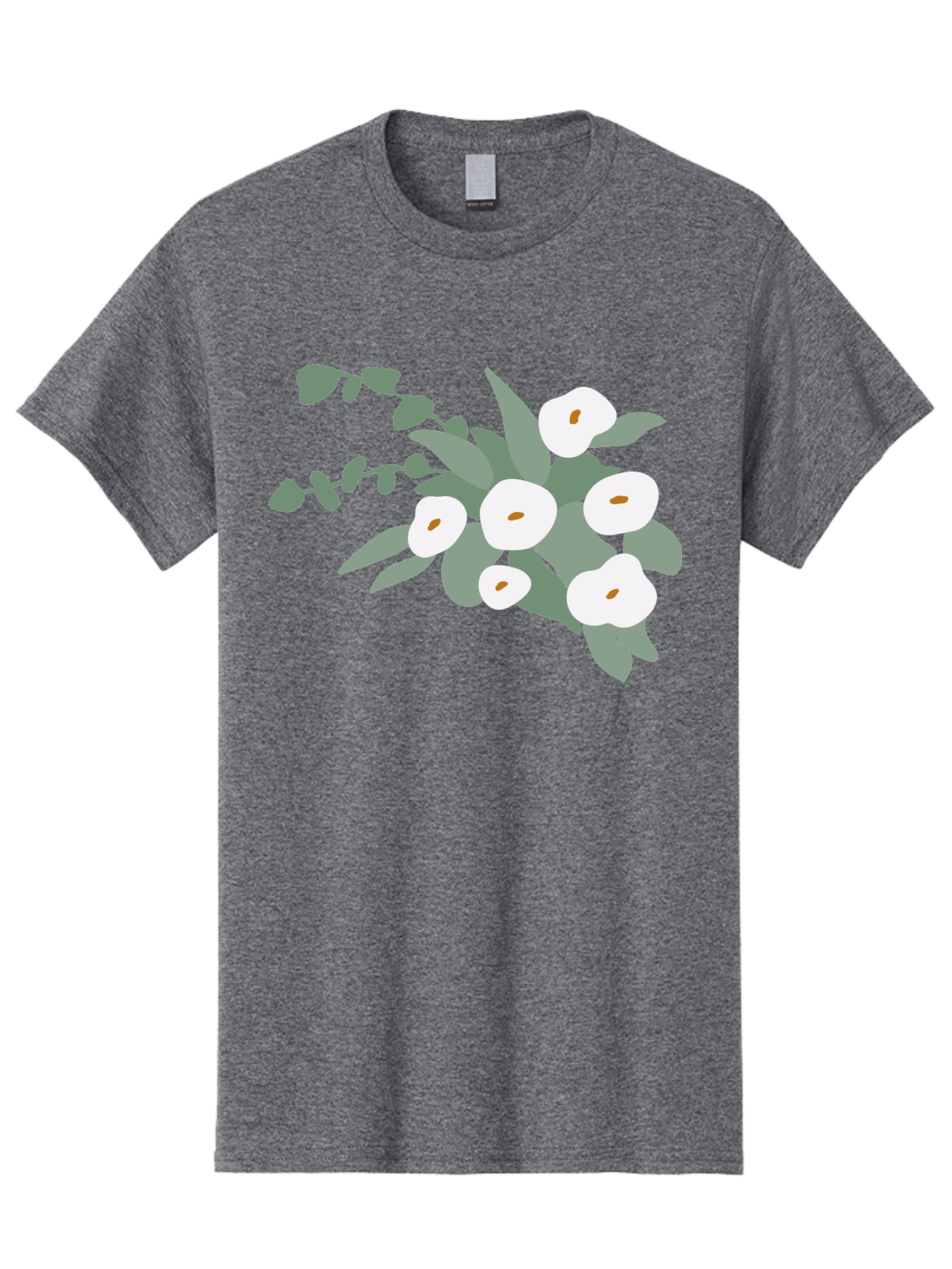After-Glow Men'S Graphic Tee, 100% Cotton, Comfortable Casual Summer Wear, Machine Washable, Lotus Flowers, White Blooms, Gray Leaves, Spiritual Symbols, Serene Atmosphere, Peaceful Ambiance, Afterlife, Lotus Flower, Gray Graphics Aad992