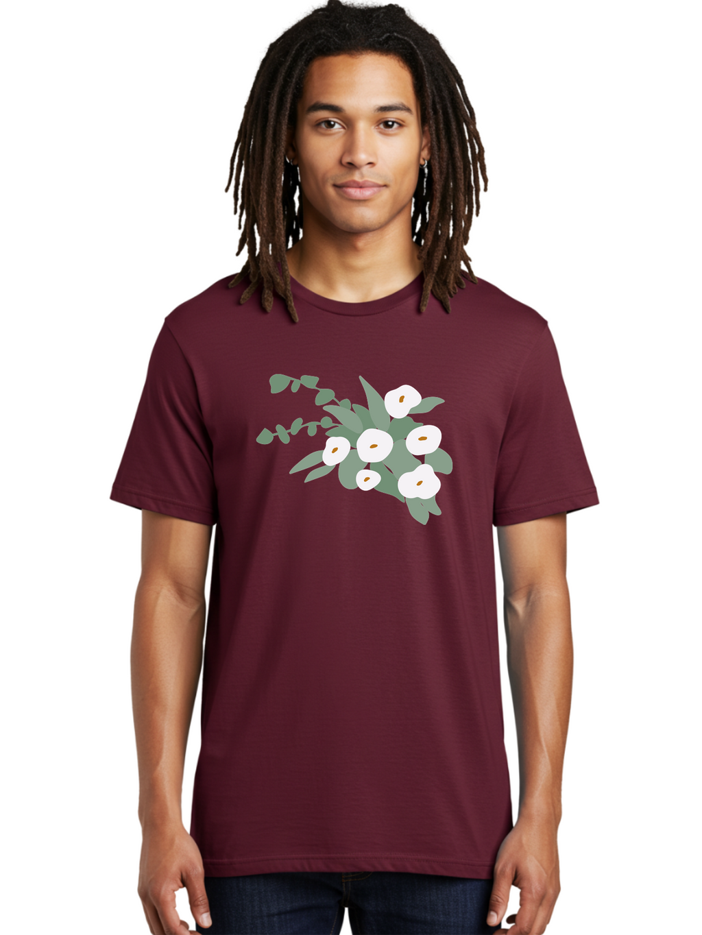 After-Glow Men'S Graphic Tee, 100% Cotton, Comfortable Casual Summer Wear, Machine Washable, Lotus Flowers, White Blooms, Gray Leaves, Spiritual Symbols, Serene Atmosphere, Peaceful Ambiance, Afterlife, Lotus Flower, Gray Graphics Aad992