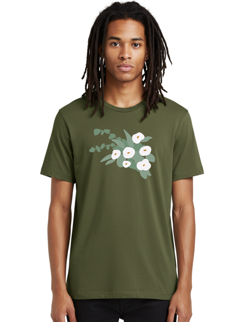 After-Glow Men'S Graphic Tee, 100% Cotton, Comfortable Casual Summer Wear, Machine Washable, Lotus Flowers, White Blooms, Gray Leaves, Spiritual Symbols, Serene Atmosphere, Peaceful Ambiance, Afterlife, Lotus Flower, Gray Graphics Aad992