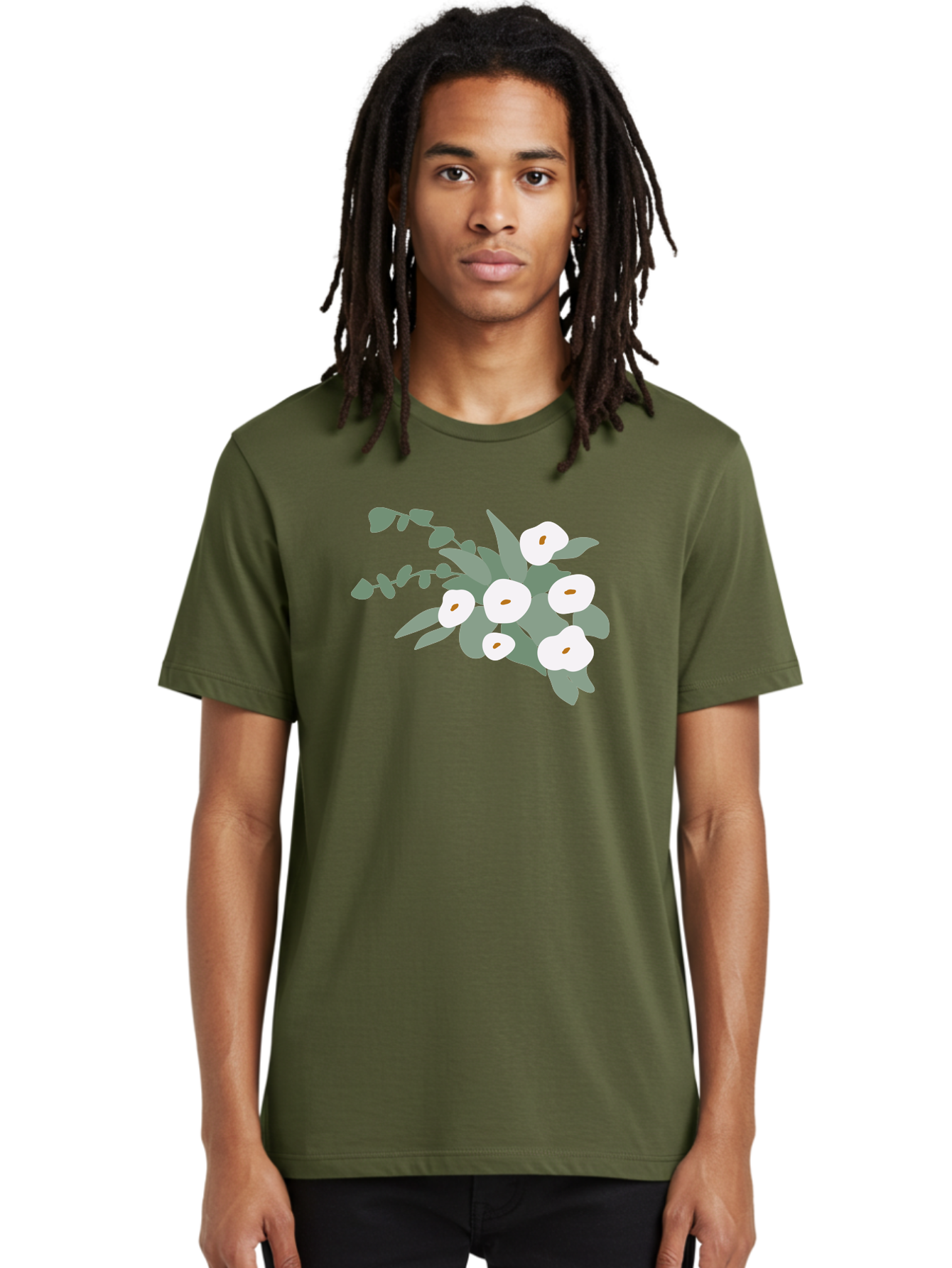 After-Glow Men'S Graphic Tee, 100% Cotton, Comfortable Casual Summer Wear, Machine Washable, Lotus Flowers, White Blooms, Gray Leaves, Spiritual Symbols, Serene Atmosphere, Peaceful Ambiance, Afterlife, Lotus Flower, Gray Graphics Aad992