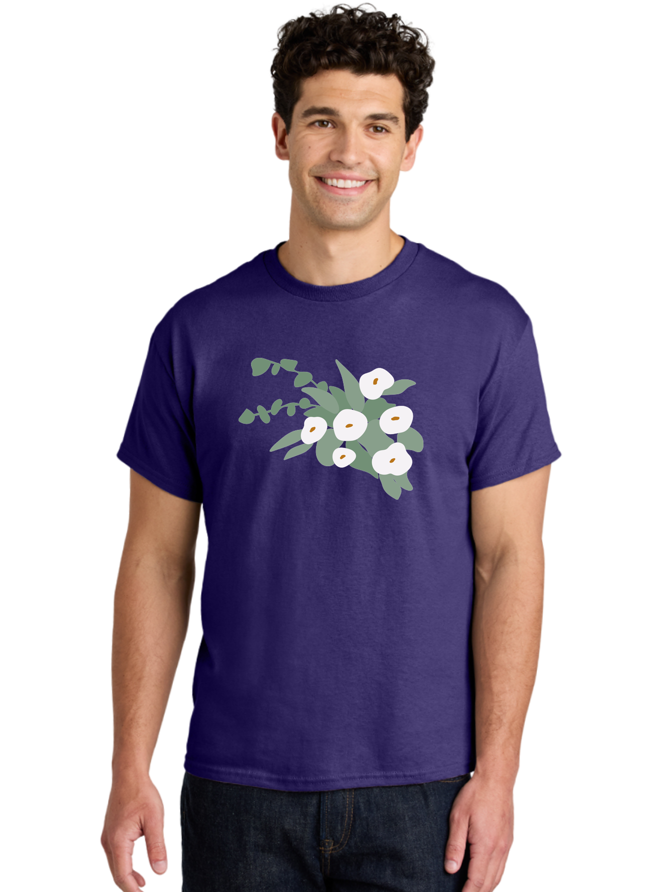 After-Glow Men'S Graphic Tee, 100% Cotton, Comfortable Casual Summer Wear, Machine Washable, Lotus Flowers, White Blooms, Gray Leaves, Spiritual Symbols, Serene Atmosphere, Peaceful Ambiance, Afterlife, Lotus Flower, Gray Graphics Aad992