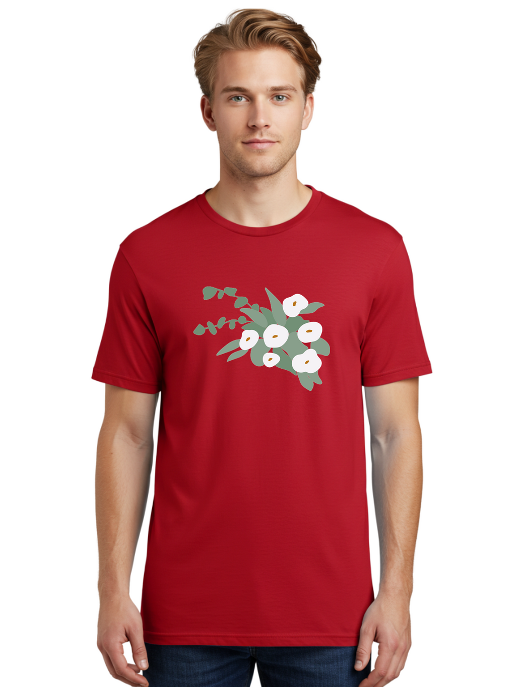 After-Glow Men'S Graphic Tee, 100% Cotton, Comfortable Casual Summer Wear, Machine Washable, Lotus Flowers, White Blooms, Gray Leaves, Spiritual Symbols, Serene Atmosphere, Peaceful Ambiance, Afterlife, Lotus Flower, Gray Graphics Aad992