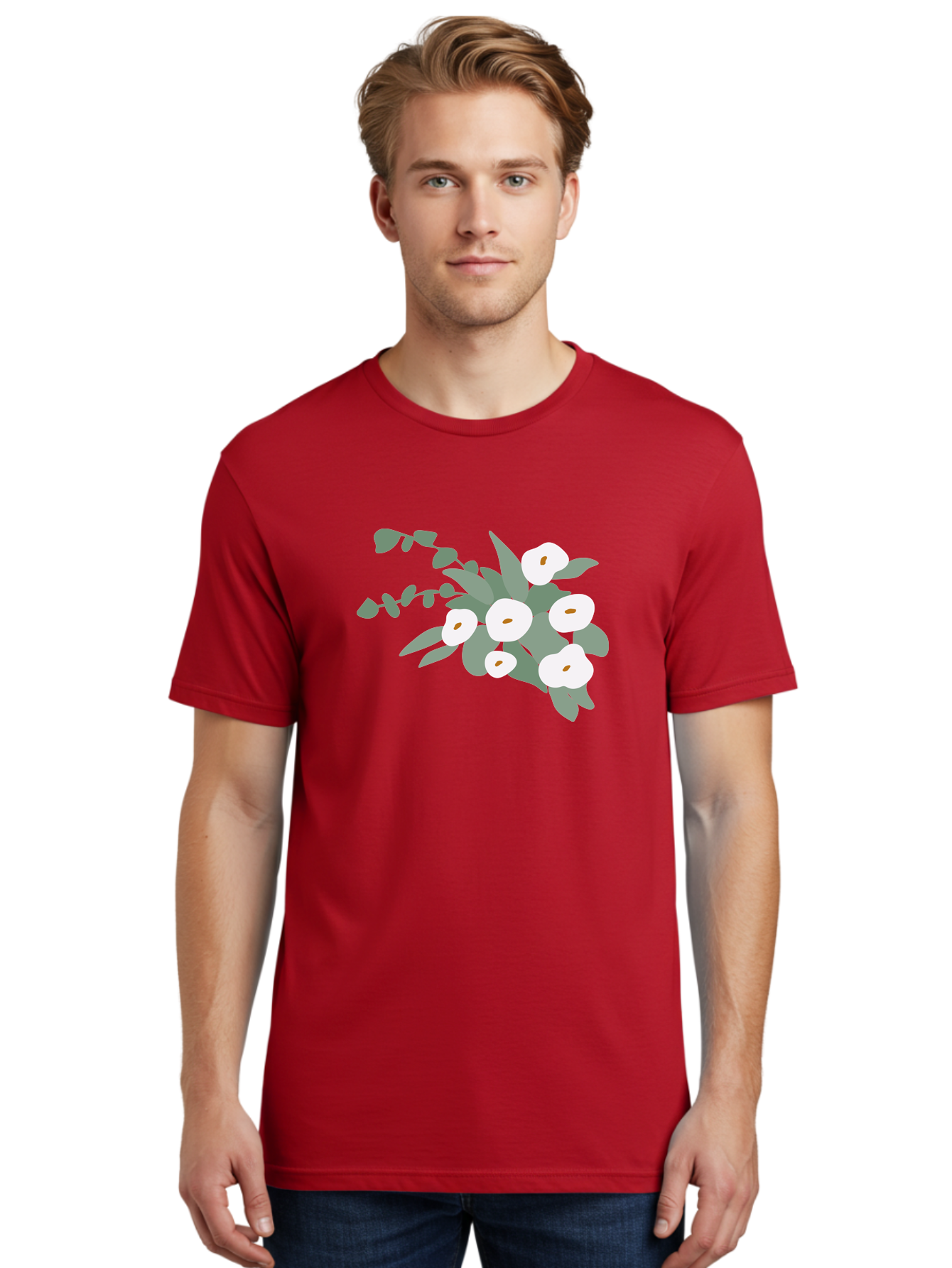 After-Glow Men'S Graphic Tee, 100% Cotton, Comfortable Casual Summer Wear, Machine Washable, Lotus Flowers, White Blooms, Gray Leaves, Spiritual Symbols, Serene Atmosphere, Peaceful Ambiance, Afterlife, Lotus Flower, Gray Graphics Aad992