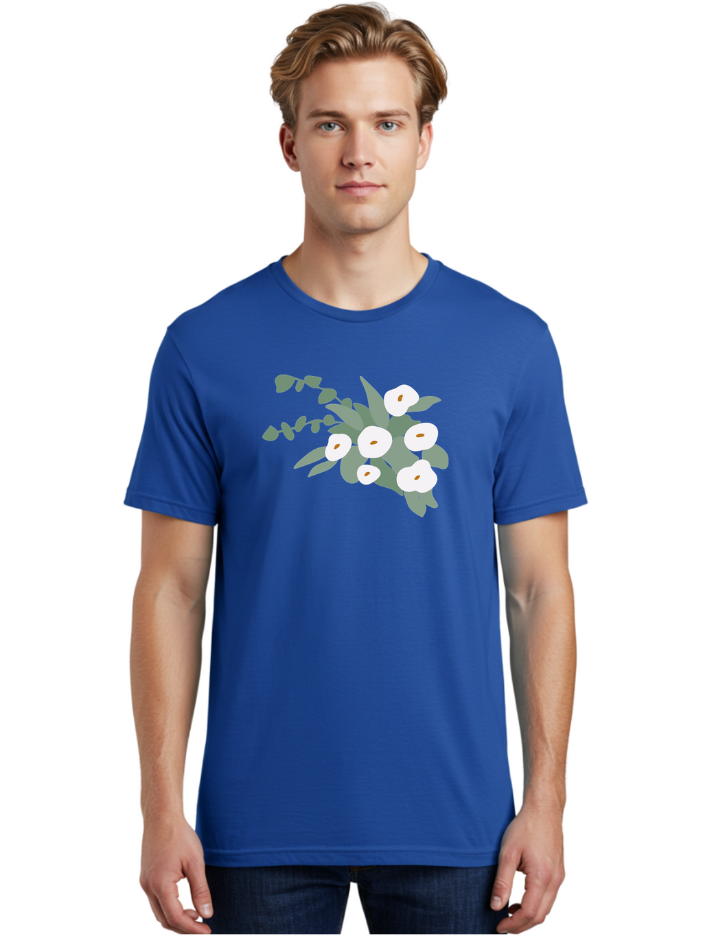 After-Glow Men'S Graphic Tee, 100% Cotton, Comfortable Casual Summer Wear, Machine Washable, Lotus Flowers, White Blooms, Gray Leaves, Spiritual Symbols, Serene Atmosphere, Peaceful Ambiance, Afterlife, Lotus Flower, Gray Graphics Aad992