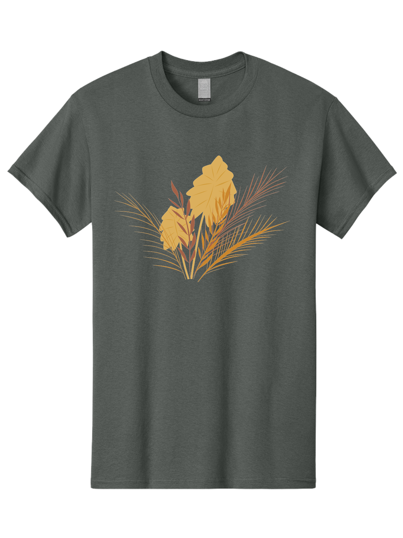 Autumn-Leaves Men'S Graphic Tee, 100% Cotton, Comfortable Casual Summer Wear, Machine Washable, Autumn Leaves, Fall Foliage, Nature Illustration, Stylized Plants, Graphic Design Elements, Digital Art, Orange Leaves, Red Stalks, Aad994
