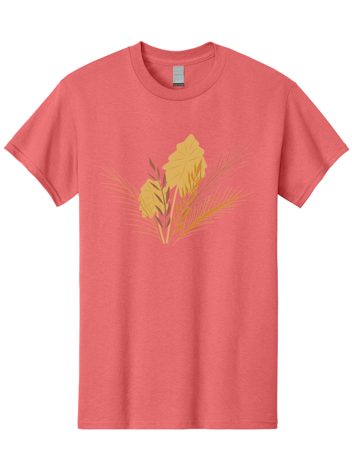 Autumn-Leaves Men'S Graphic Tee, 100% Cotton, Comfortable Casual Summer Wear, Machine Washable, Autumn Leaves, Fall Foliage, Nature Illustration, Stylized Plants, Graphic Design Elements, Digital Art, Orange Leaves, Red Stalks, Aad994