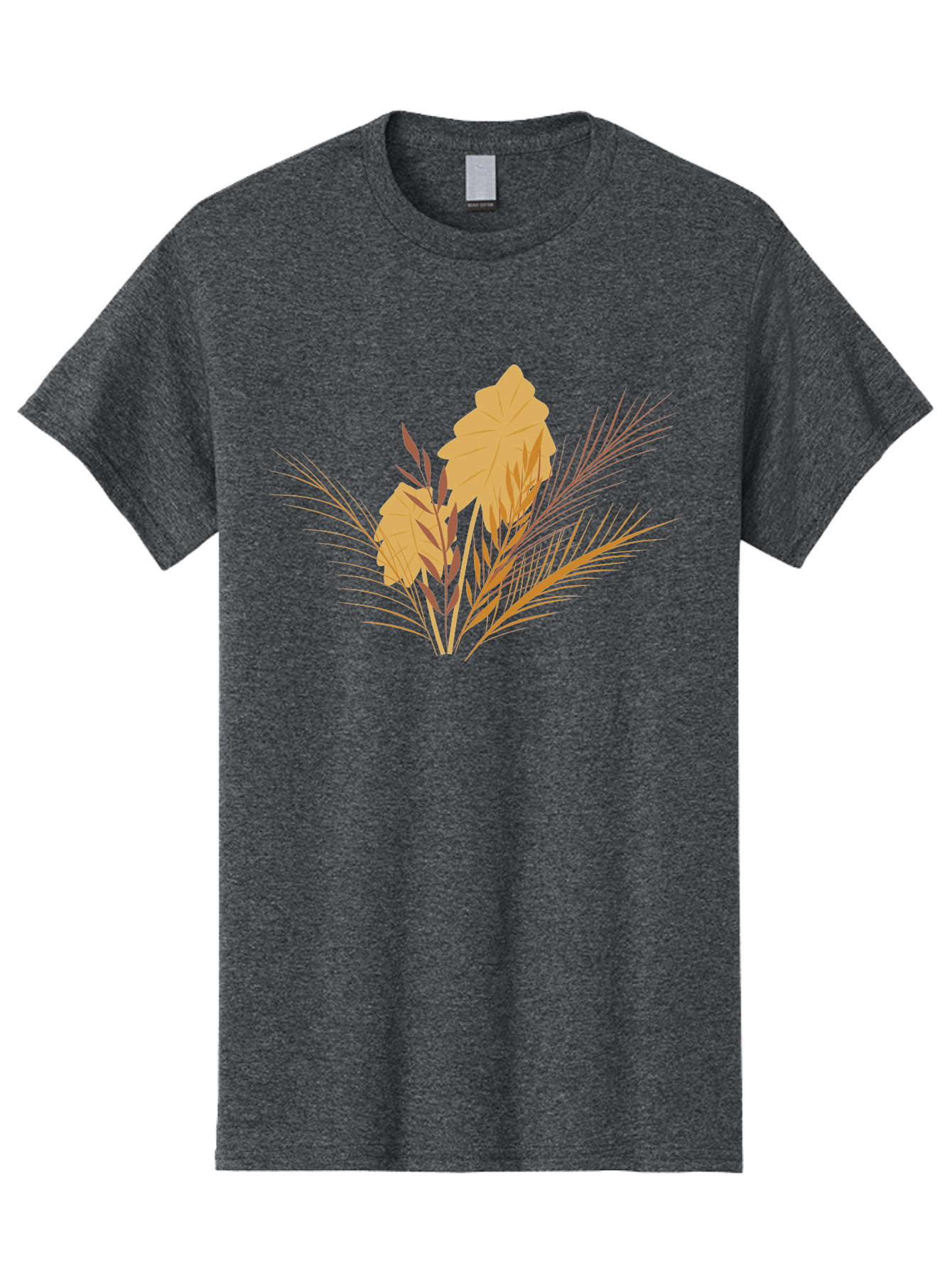 Autumn-Leaves Men'S Graphic Tee, 100% Cotton, Comfortable Casual Summer Wear, Machine Washable, Autumn Leaves, Fall Foliage, Nature Illustration, Stylized Plants, Graphic Design Elements, Digital Art, Orange Leaves, Red Stalks, Aad994