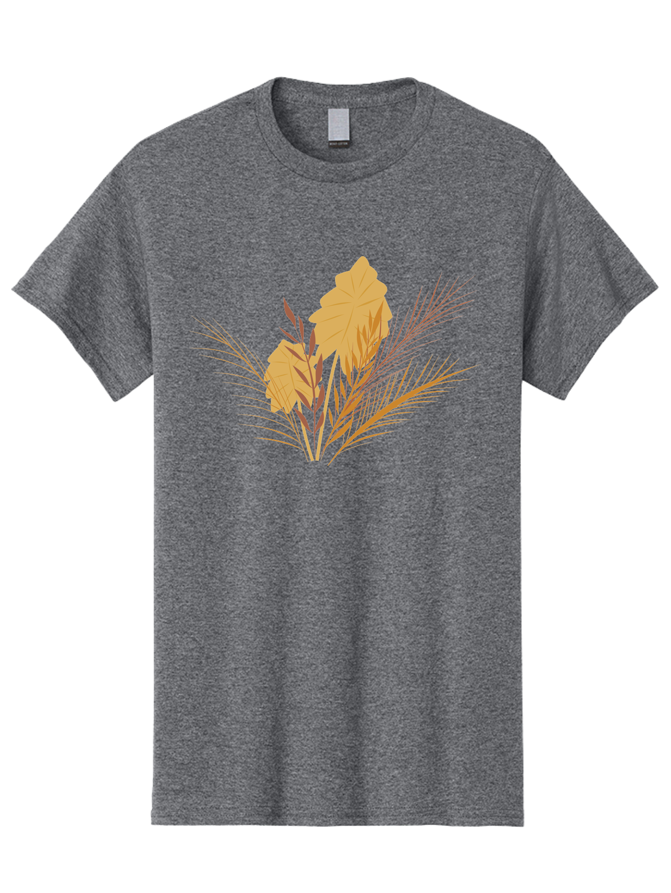 Autumn-Leaves Men'S Graphic Tee, 100% Cotton, Comfortable Casual Summer Wear, Machine Washable, Autumn Leaves, Fall Foliage, Nature Illustration, Stylized Plants, Graphic Design Elements, Digital Art, Orange Leaves, Red Stalks, Aad994