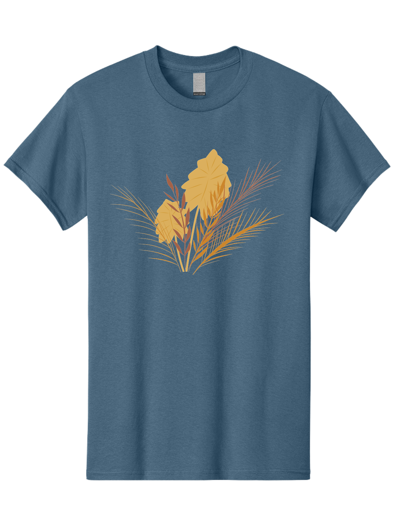 Autumn-Leaves Men'S Graphic Tee, 100% Cotton, Comfortable Casual Summer Wear, Machine Washable, Autumn Leaves, Fall Foliage, Nature Illustration, Stylized Plants, Graphic Design Elements, Digital Art, Orange Leaves, Red Stalks, Aad994