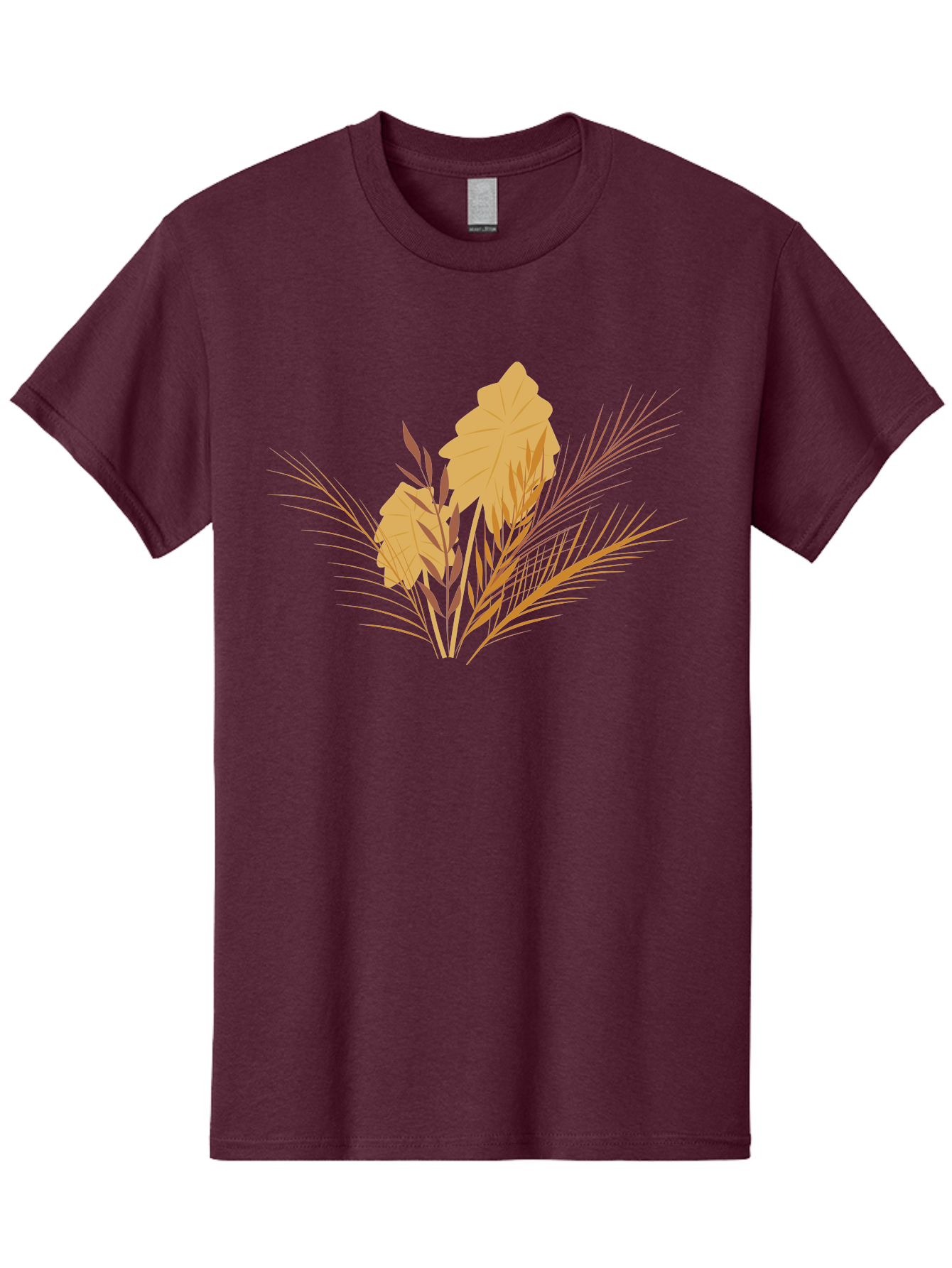 Autumn-Leaves Men'S Graphic Tee, 100% Cotton, Comfortable Casual Summer Wear, Machine Washable, Autumn Leaves, Fall Foliage, Nature Illustration, Stylized Plants, Graphic Design Elements, Digital Art, Orange Leaves, Red Stalks, Aad994