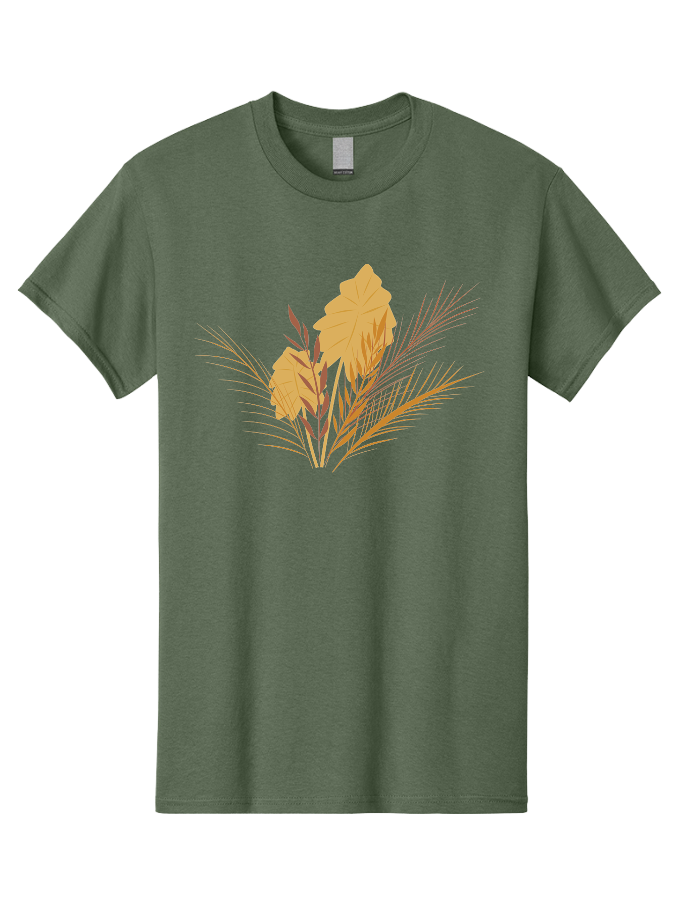 Autumn-Leaves Men'S Graphic Tee, 100% Cotton, Comfortable Casual Summer Wear, Machine Washable, Autumn Leaves, Fall Foliage, Nature Illustration, Stylized Plants, Graphic Design Elements, Digital Art, Orange Leaves, Red Stalks, Aad994