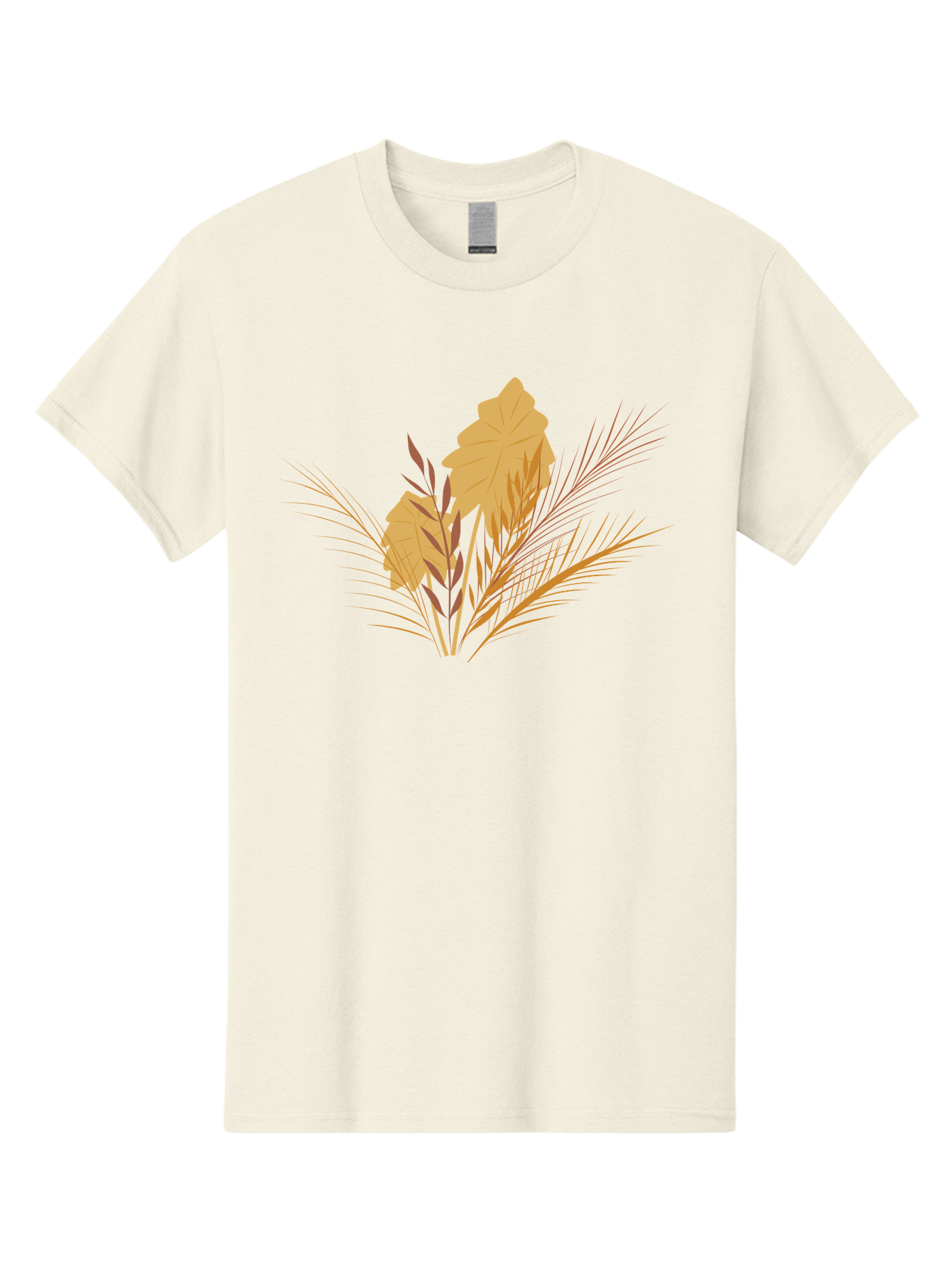 Autumn-Leaves Men'S Graphic Tee, 100% Cotton, Comfortable Casual Summer Wear, Machine Washable, Autumn Leaves, Fall Foliage, Nature Illustration, Stylized Plants, Graphic Design Elements, Digital Art, Orange Leaves, Red Stalks, Aad994