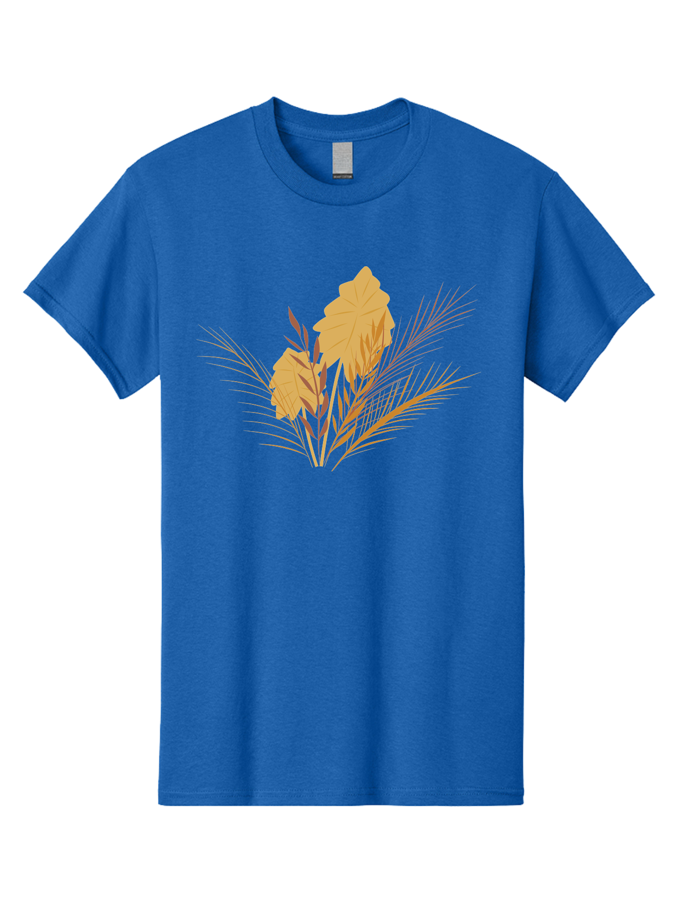 Autumn-Leaves Men'S Graphic Tee, 100% Cotton, Comfortable Casual Summer Wear, Machine Washable, Autumn Leaves, Fall Foliage, Nature Illustration, Stylized Plants, Graphic Design Elements, Digital Art, Orange Leaves, Red Stalks, Aad994