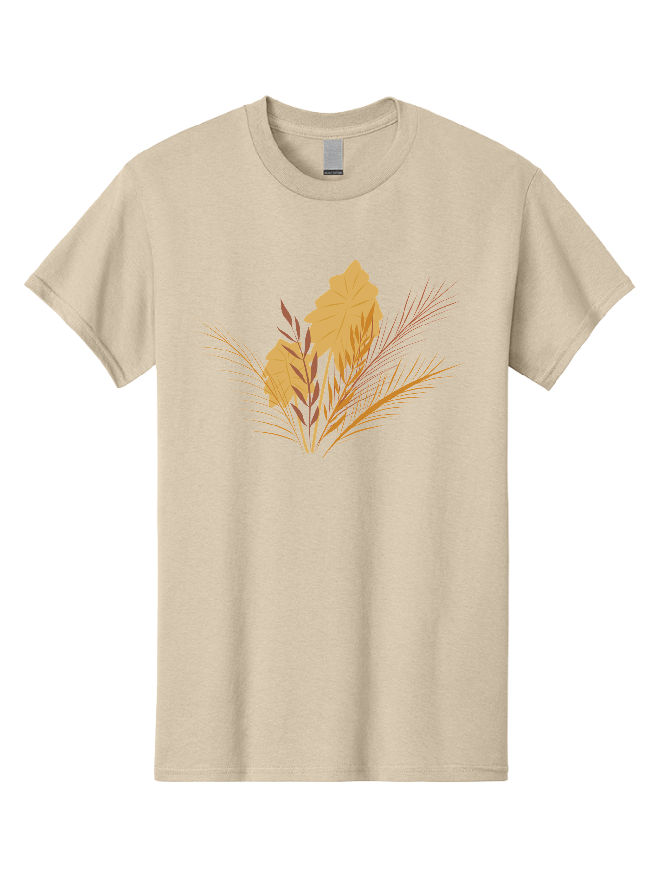 Autumn-Leaves Men'S Graphic Tee, 100% Cotton, Comfortable Casual Summer Wear, Machine Washable, Autumn Leaves, Fall Foliage, Nature Illustration, Stylized Plants, Graphic Design Elements, Digital Art, Orange Leaves, Red Stalks, Aad994