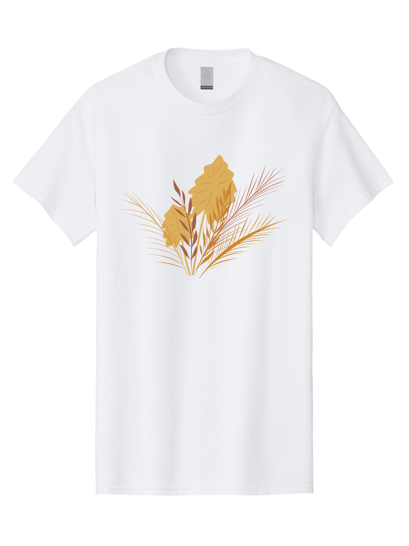 Autumn-Leaves Men'S Graphic Tee, 100% Cotton, Comfortable Casual Summer Wear, Machine Washable, Autumn Leaves, Fall Foliage, Nature Illustration, Stylized Plants, Graphic Design Elements, Digital Art, Orange Leaves, Red Stalks, Aad994