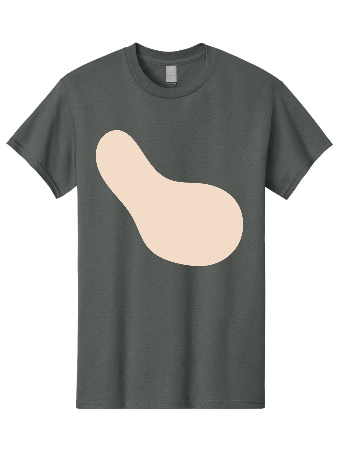 Bean-Shaped-Object Men'S Graphic Tee, 100% Cotton, Comfortable Casual Summer Wear, Machine Washable, Simple Shape, Abstract Design, Beige Color, Smooth Curves, Minimalist Art, Graphic Element, Modern Design Aad995