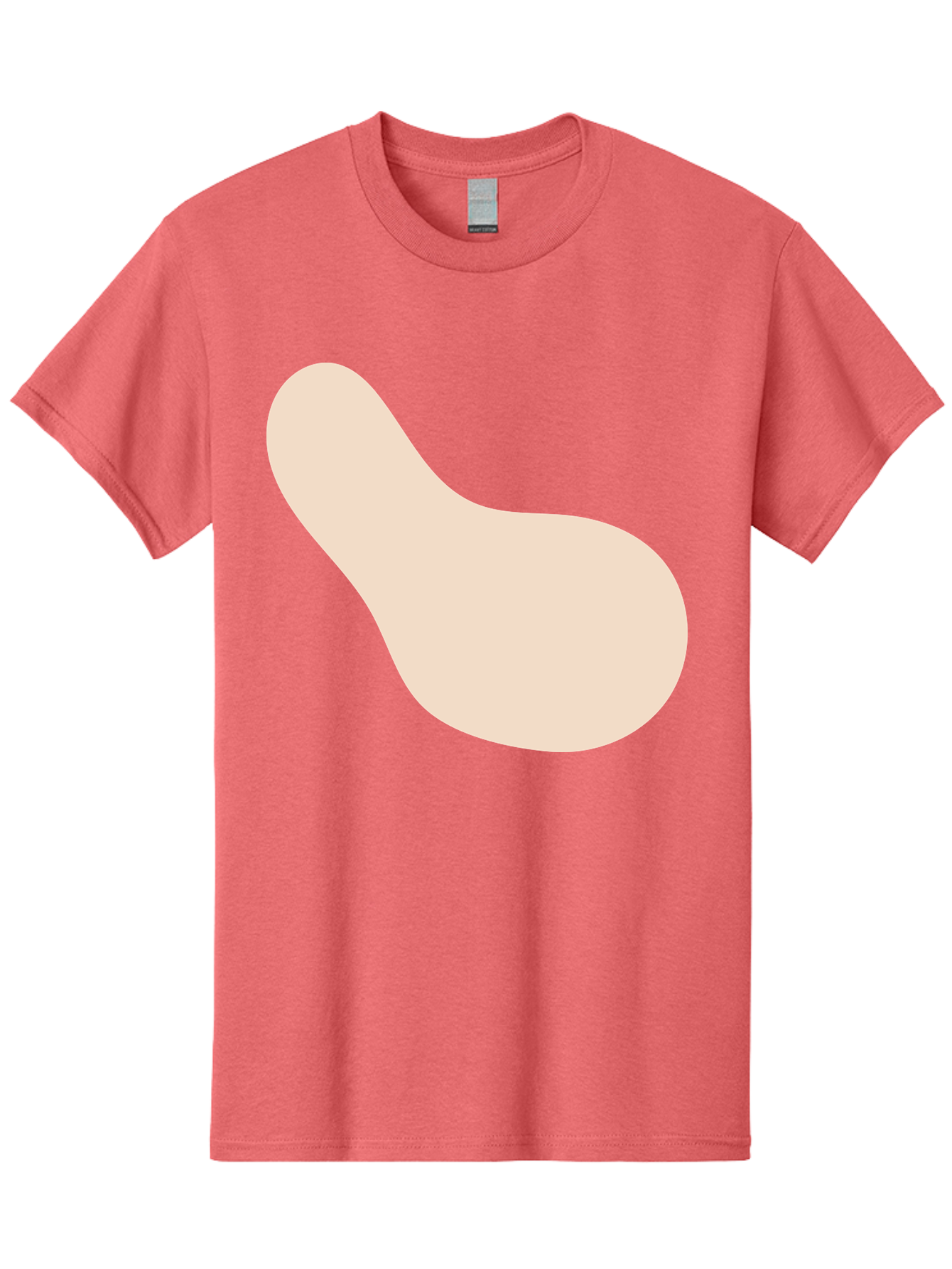 Bean-Shaped-Object Men'S Graphic Tee, 100% Cotton, Comfortable Casual Summer Wear, Machine Washable, Simple Shape, Abstract Design, Beige Color, Smooth Curves, Minimalist Art, Graphic Element, Modern Design Aad995