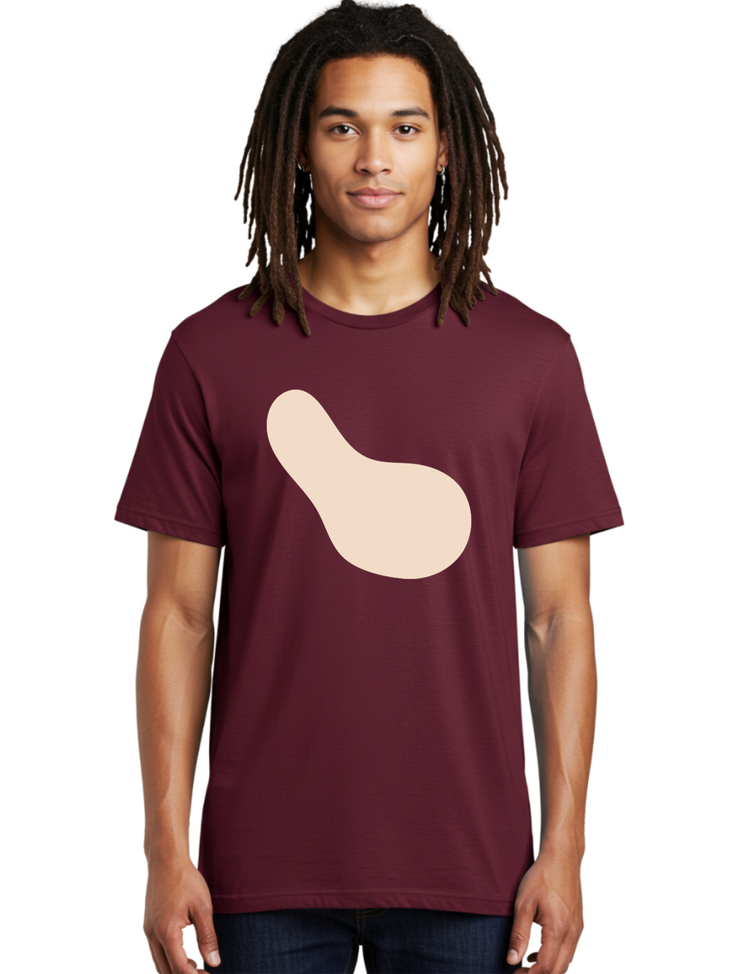 Bean-Shaped-Object Men'S Graphic Tee, 100% Cotton, Comfortable Casual Summer Wear, Machine Washable, Simple Shape, Abstract Design, Beige Color, Smooth Curves, Minimalist Art, Graphic Element, Modern Design Aad995