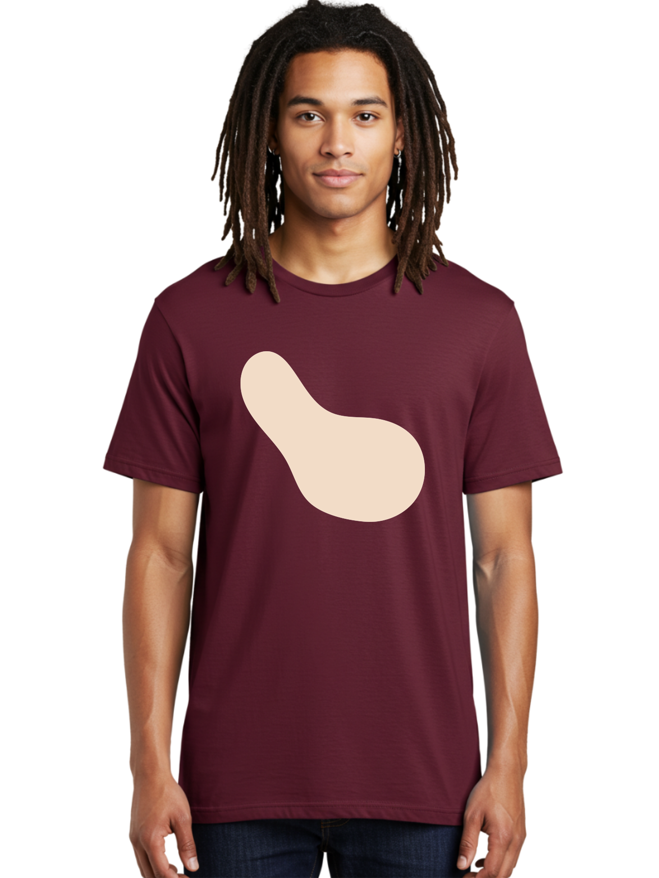 Bean-Shaped-Object Men'S Graphic Tee, 100% Cotton, Comfortable Casual Summer Wear, Machine Washable, Simple Shape, Abstract Design, Beige Color, Smooth Curves, Minimalist Art, Graphic Element, Modern Design Aad995
