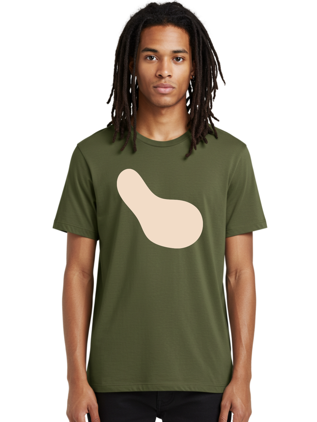 Bean-Shaped-Object Men'S Graphic Tee, 100% Cotton, Comfortable Casual Summer Wear, Machine Washable, Simple Shape, Abstract Design, Beige Color, Smooth Curves, Minimalist Art, Graphic Element, Modern Design Aad995