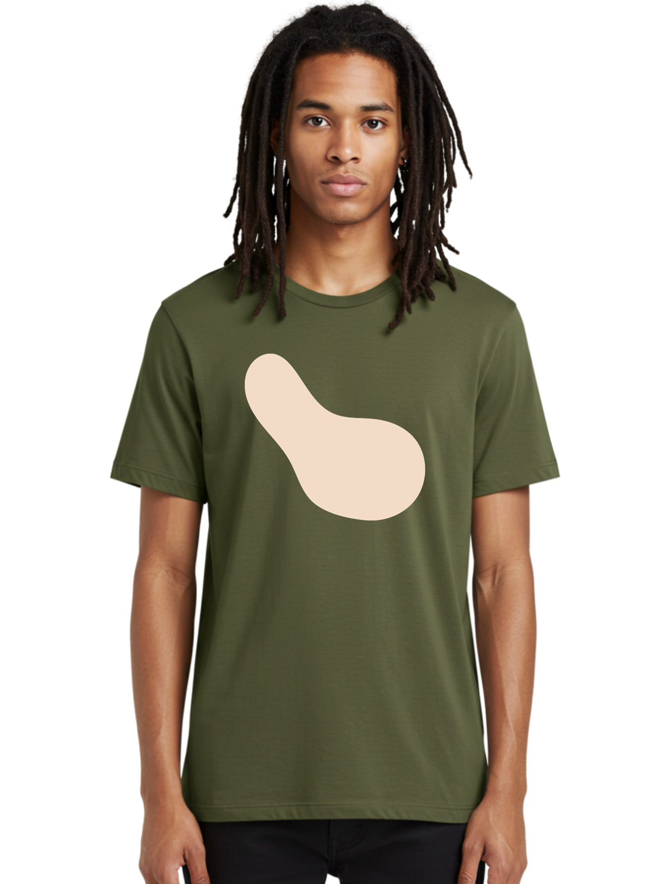Bean-Shaped-Object Men'S Graphic Tee, 100% Cotton, Comfortable Casual Summer Wear, Machine Washable, Simple Shape, Abstract Design, Beige Color, Smooth Curves, Minimalist Art, Graphic Element, Modern Design Aad995