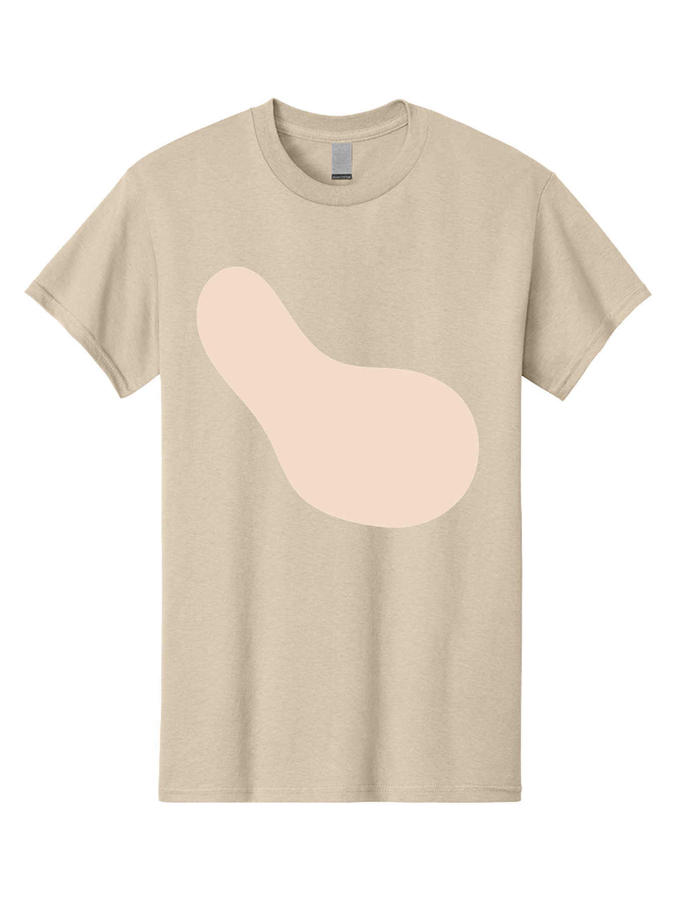 Bean-Shaped-Object Men'S Graphic Tee, 100% Cotton, Comfortable Casual Summer Wear, Machine Washable, Simple Shape, Abstract Design, Beige Color, Smooth Curves, Minimalist Art, Graphic Element, Modern Design Aad995