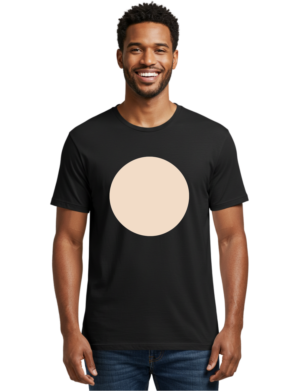 Beige-Circle Men'S Graphic Tee, 100% Cotton, Comfortable Casual Summer Wear, Machine Washable, Beige Circle, Minimalist Design, Simple Shape, Neutral Color, Geometric Figure, Circular Form Aad996