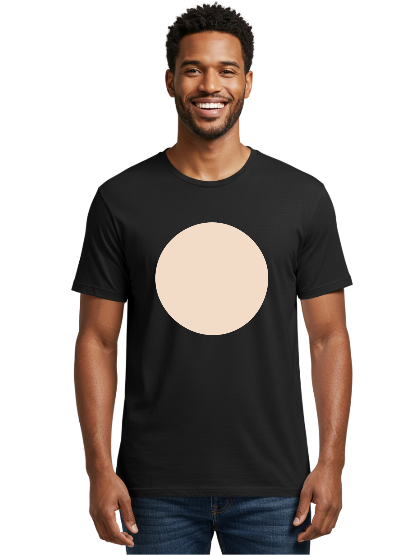 Beige-Circle Men'S Graphic Tee, 100% Cotton, Comfortable Casual Summer Wear, Machine Washable, Beige Circle, Minimalist Design, Simple Shape, Neutral Color, Geometric Figure, Circular Form Aad996