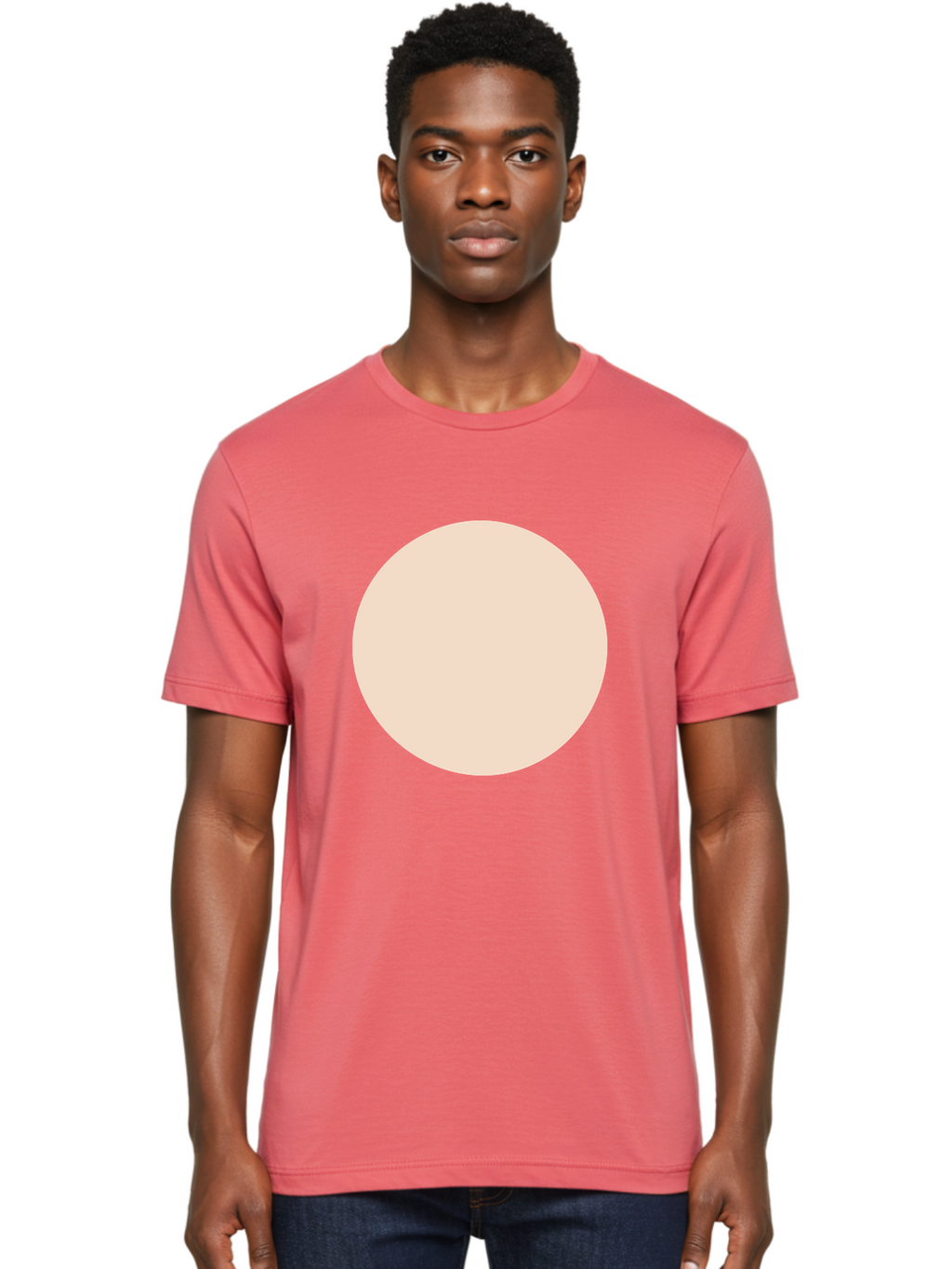 Beige-Circle Men'S Graphic Tee, 100% Cotton, Comfortable Casual Summer Wear, Machine Washable, Beige Circle, Minimalist Design, Simple Shape, Neutral Color, Geometric Figure, Circular Form Aad996
