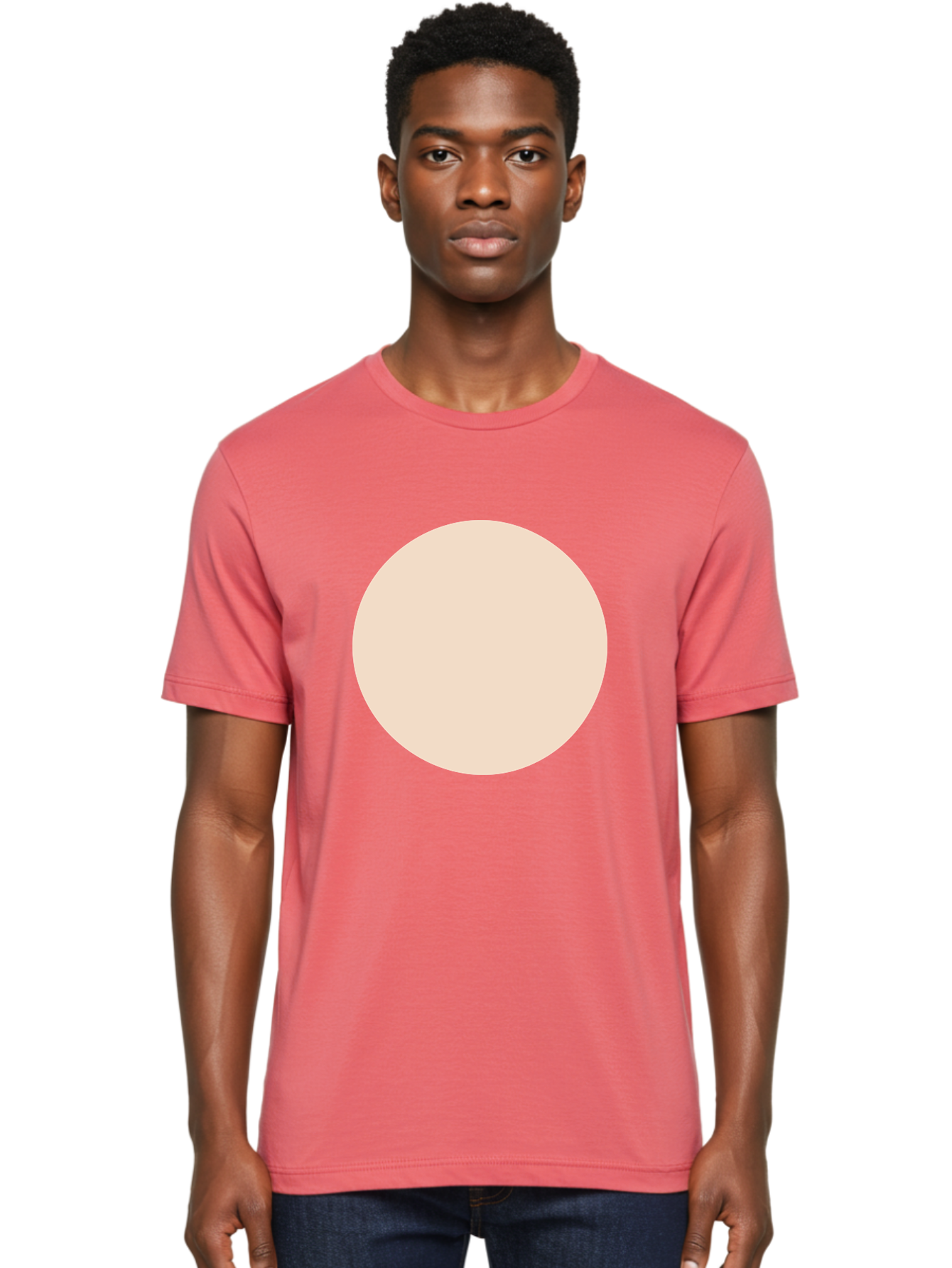 Beige-Circle Men'S Graphic Tee, 100% Cotton, Comfortable Casual Summer Wear, Machine Washable, Beige Circle, Minimalist Design, Simple Shape, Neutral Color, Geometric Figure, Circular Form Aad996