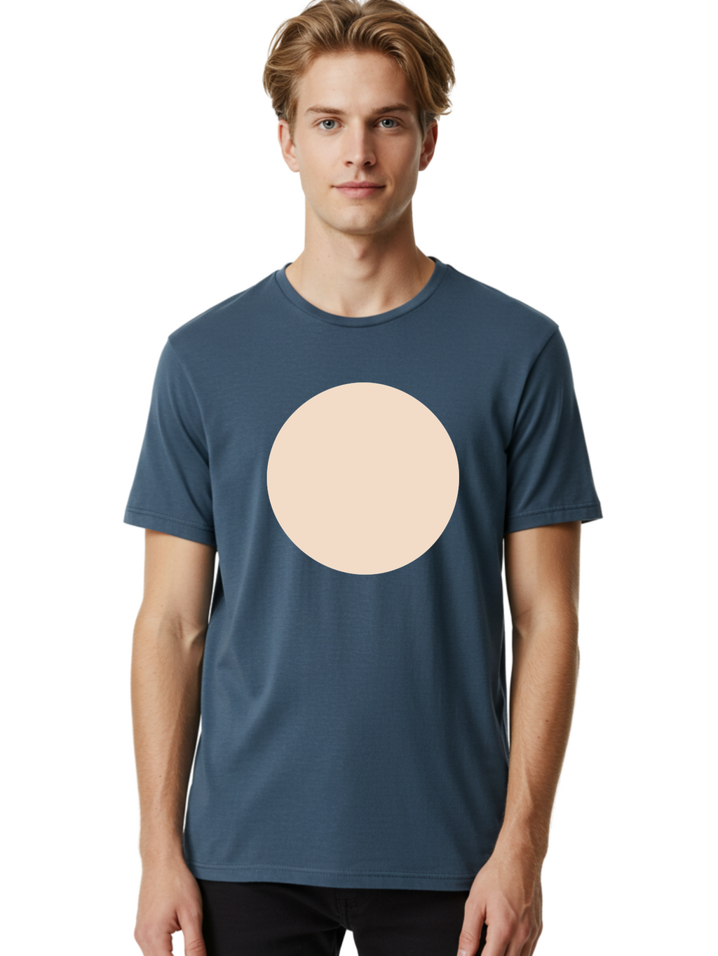 Beige-Circle Men'S Graphic Tee, 100% Cotton, Comfortable Casual Summer Wear, Machine Washable, Beige Circle, Minimalist Design, Simple Shape, Neutral Color, Geometric Figure, Circular Form Aad996