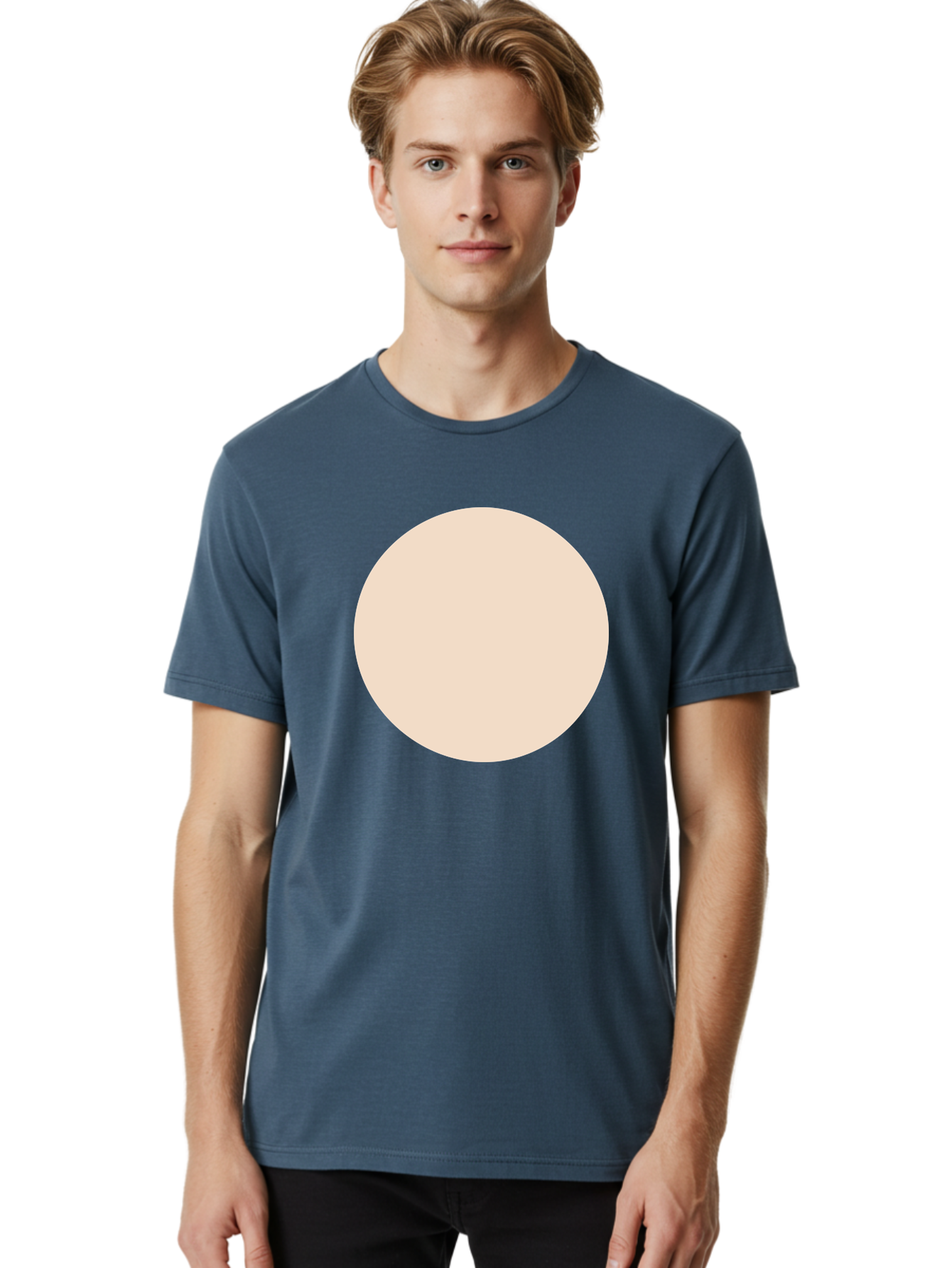 Beige-Circle Men'S Graphic Tee, 100% Cotton, Comfortable Casual Summer Wear, Machine Washable, Beige Circle, Minimalist Design, Simple Shape, Neutral Color, Geometric Figure, Circular Form Aad996
