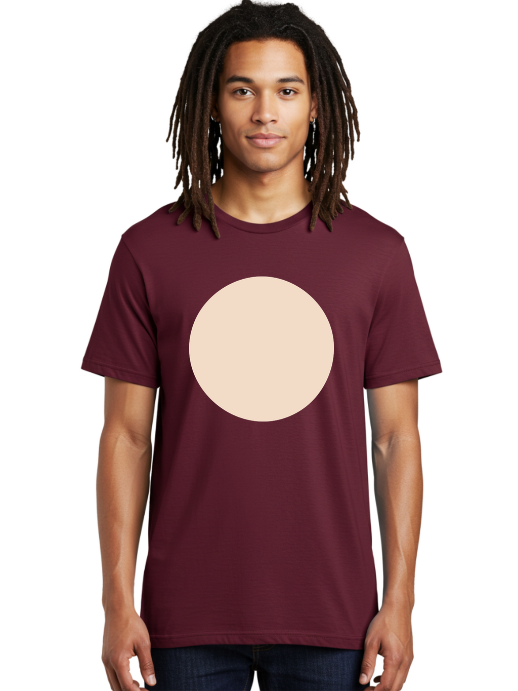 Beige-Circle Men'S Graphic Tee, 100% Cotton, Comfortable Casual Summer Wear, Machine Washable, Beige Circle, Minimalist Design, Simple Shape, Neutral Color, Geometric Figure, Circular Form Aad996