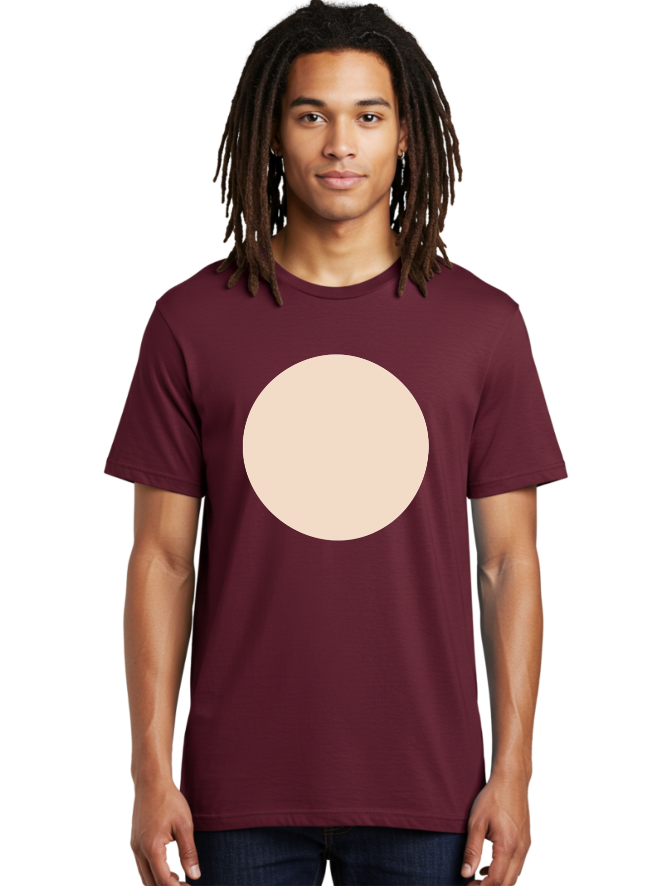 Beige-Circle Men'S Graphic Tee, 100% Cotton, Comfortable Casual Summer Wear, Machine Washable, Beige Circle, Minimalist Design, Simple Shape, Neutral Color, Geometric Figure, Circular Form Aad996