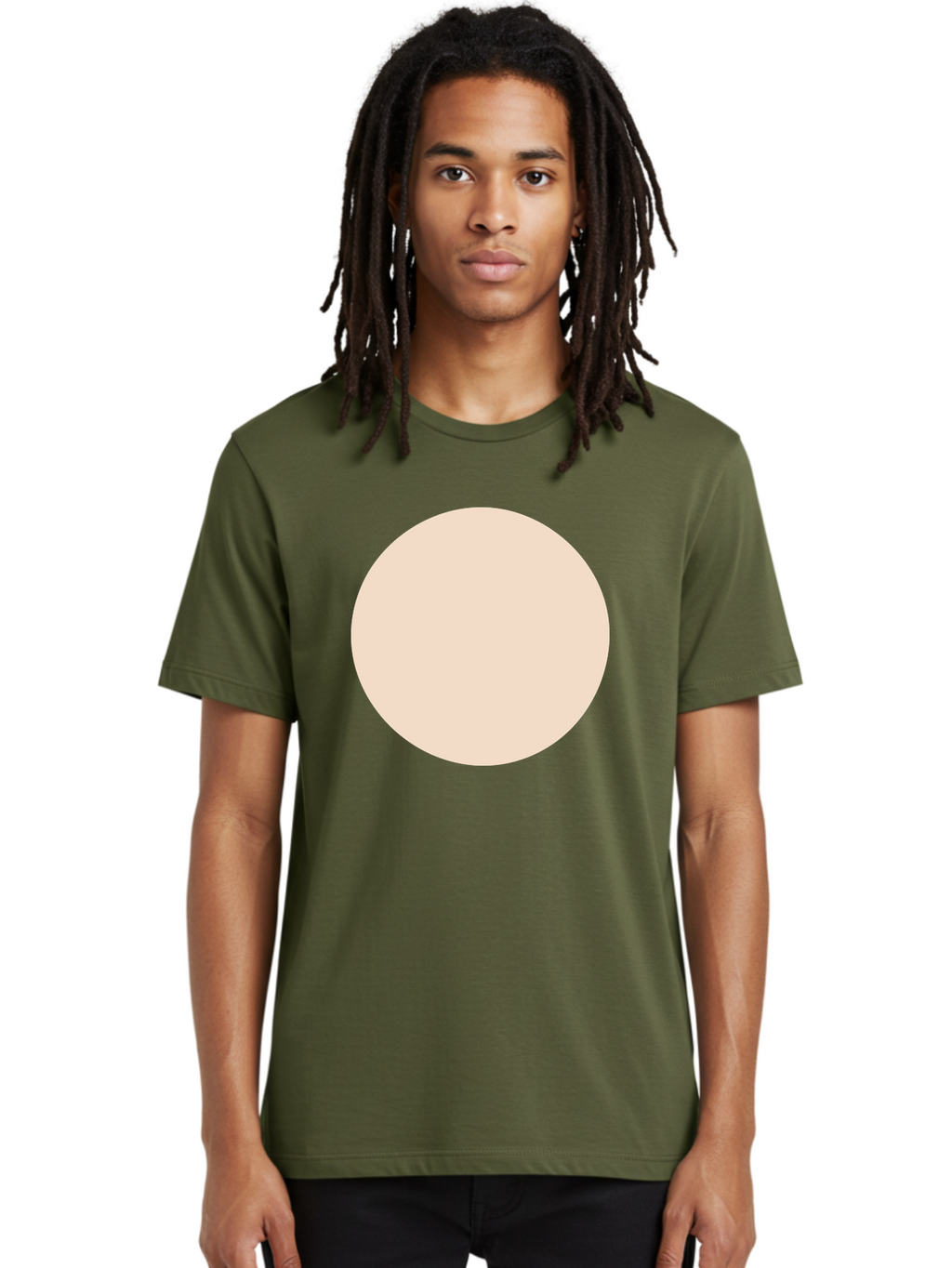 Beige-Circle Men'S Graphic Tee, 100% Cotton, Comfortable Casual Summer Wear, Machine Washable, Beige Circle, Minimalist Design, Simple Shape, Neutral Color, Geometric Figure, Circular Form Aad996