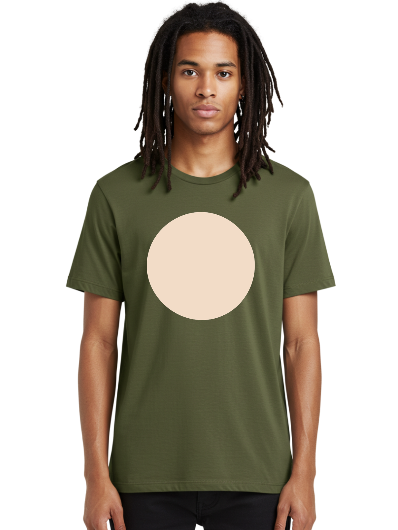 Beige-Circle Men'S Graphic Tee, 100% Cotton, Comfortable Casual Summer Wear, Machine Washable, Beige Circle, Minimalist Design, Simple Shape, Neutral Color, Geometric Figure, Circular Form Aad996